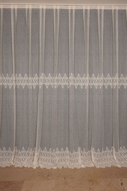 GÖBEKLİ MODEL KREM RENK TEK KANAT Hazır dikilmiş Pileli Fon Perde 300*260 cm - 2