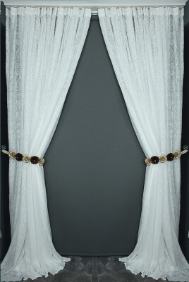 İMZA MODEL KIRIK BEYAZ RENK TEK KANAT Hazır dikilmiş Pileli Fon Perde 300*260 cm - 1