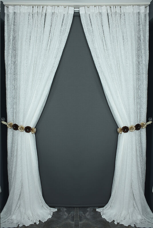 İMZA MODEL KIRIK BEYAZ RENK TEK KANAT Hazır dikilmiş Pileli Fon Perde 300*260 cm - 1