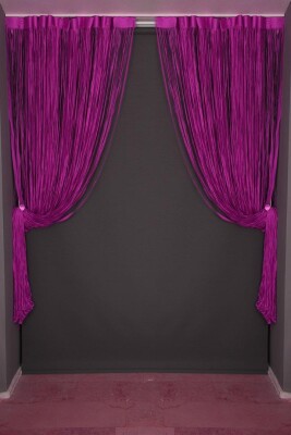 İP MODEL FUŞYA RENK HAZIR İP PERDE 300*240 - 5