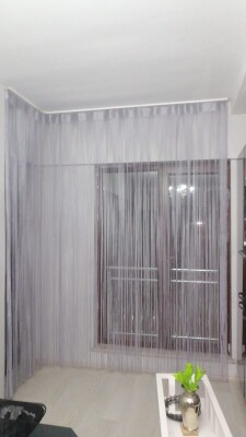İP MODEL GRİ RENK İP PERDE 180 Cm En 280 cm Boy 2 mm şeritler halinde hazır ip perde - 5