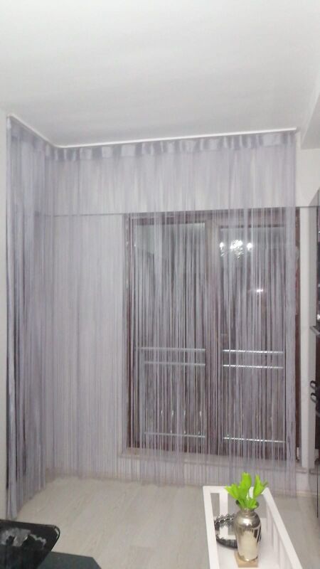 İP MODEL GRİ RENK İP PERDE 180 Cm En 280 cm Boy 2 mm şeritler halinde hazır ip perde - 5