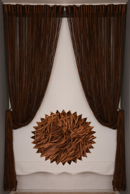 İP MODEL KAHVERENGİ RENK İP PERDE 180 Cm En 280 cm Boy 2 mm şeritler halinde hazır ip perde - 2