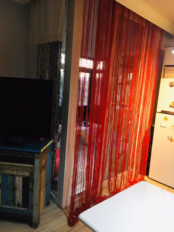 İP MODEL KIRMIZI RENK İP PERDE 300*240 cm - 2 mm şerit - 2