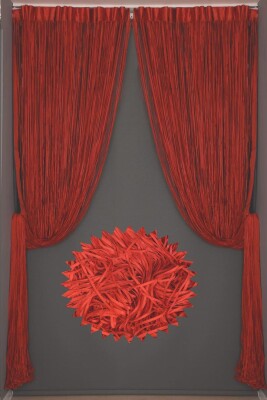 İP MODEL KIRMIZI RENK İP PERDE 300*240 cm - 2 mm şerit - 6