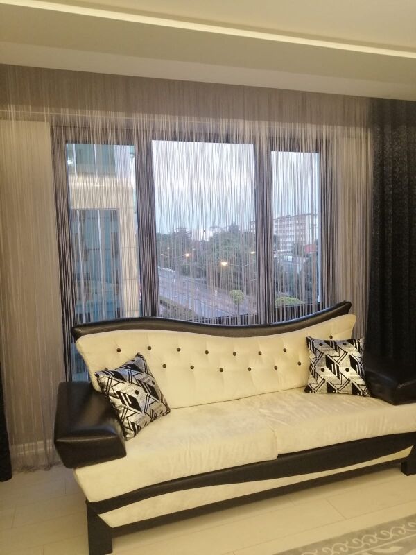 İP MODEL KREM RENK İP PERDE 180 Cm En 280 cm Boy 2 mm şeritler halinde hazır ip perde - 5