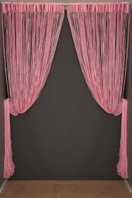 İP MODEL PEMBE RENK İP PERDE 300*280 cm - 2 mm şerit - 6