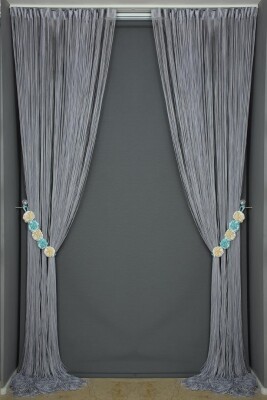 İP PERDE İNCE ZİNCİR GRİ RENK 300 x 280 CM - 7