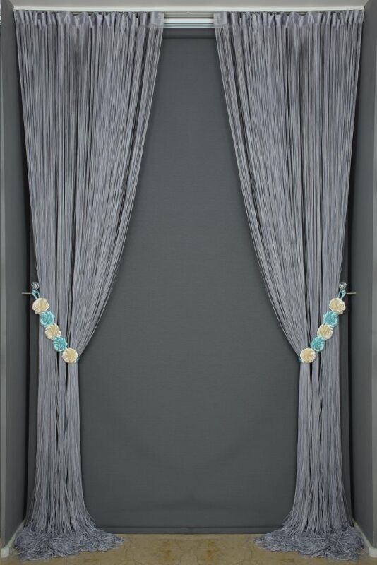 İP PERDE İNCE ZİNCİR GRİ RENK 300 x 280 CM - 7