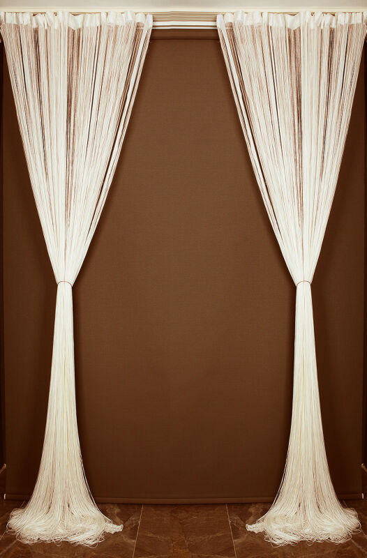 İP PERDE İNCE ZİNCİR KREM RENK EN 300 CM BOY 280 CM - 6