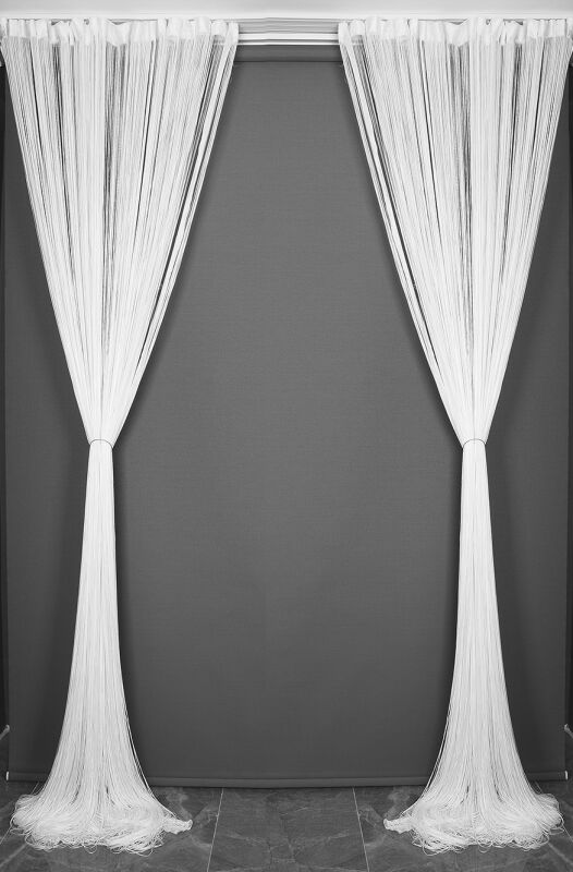 İP ZİNCİR BEYAZ RENK EN 100 CM BOY 280 CM HAZIR DÜĞMELERİ DİKİLMİŞ İP PERDE - 10