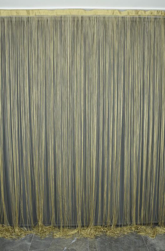 İP ZİNCİR GOLD RENK EN 100 CM BOY 280 CM HAZIR DÜĞMELERİ DİKİLMİŞ İP PERDE - 3