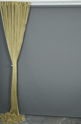İP ZİNCİR GOLD RENK HAZIR DÜĞMELERİ DİKİLMİŞ İP PERDE EN 180 CM BOY 280 CM - 10