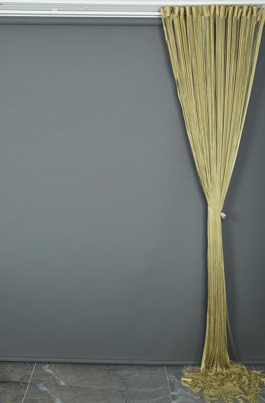 İP ZİNCİR GOLD RENK HAZIR DÜĞMELERİ DİKİLMİŞ İP PERDE EN 180 CM BOY 280 CM - 11