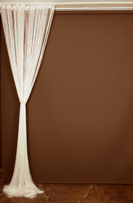 İP ZİNCİR KREM RENK EN 100 CM BOY 280 CM HAZIR DÜĞMELERİ DİKİLMİŞ İP PERDE - 8