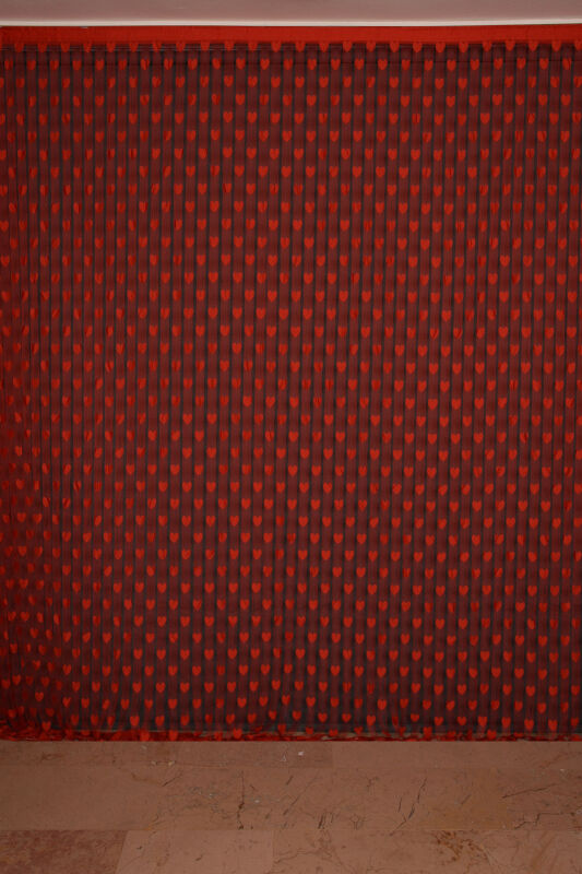 KALPLİ BİRLEŞİK MODEL KIRMIZI RENK İP PERDE HAZIR İP PERDE 300*270 - 2