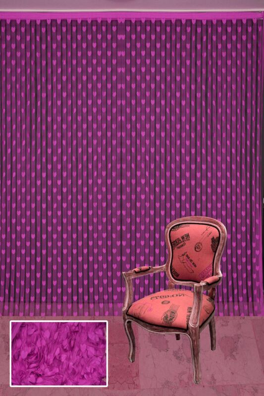 KALPLİ MODEL FUŞYA RENK İP PERDE HAZIR İP PERDE 300*270 - 2