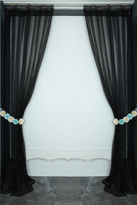 KARDELEN MODEL SİYAH RENK TEK KANAT Pileli Fon Perde 75*260 cm - 7