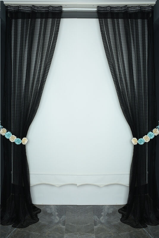 KARDELEN MODEL SİYAH RENK TEK KANAT Pileli Fon Perde 75*260 cm - 7