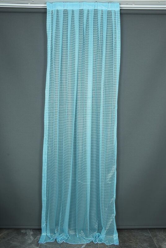 KARDELEN MODEL TURKUAZ RENK TEK KANAT Pileli Fon Perde 75*260 cm - 2