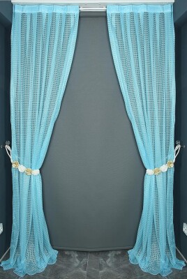 KARDELEN MODEL TURKUAZ RENK TEK KANAT Pileli Fon Perde 75*260 cm - AKÇA TEKSTİL