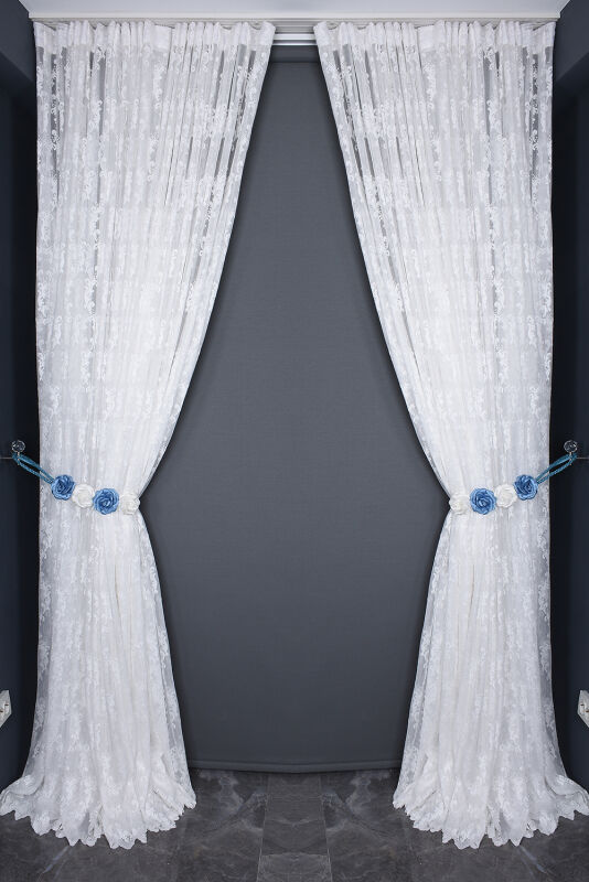 KDK 1045 DESEN KIRIK BEYAZ RENK TEK KANAT Hazır Dikilmiş Pileli Fon Perde 300*260 Cm - 7