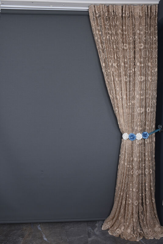 KDK 1080 DESEN VİZON RENK TEK KANAT Hazır dikilmiş Pileli Fon Perde 300*260 cm - 5