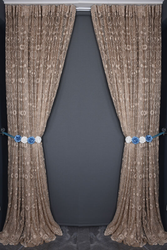 KDK 1080 DESEN VİZON RENK TEK KANAT Hazır dikilmiş Pileli Fon Perde 300*260 cm - 6