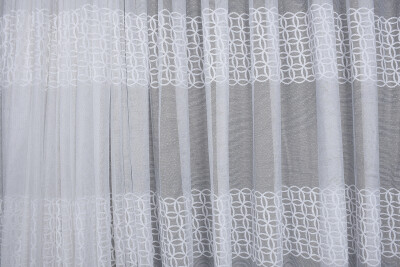 KDK 1380 DESEN KIRIK BEYAZ RENK TEK KANAT Hazır Dikilmiş Pileli Fon Perde 300*260 Cm - 2