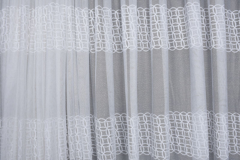 KDK 1380 DESEN KIRIK BEYAZ RENK TEK KANAT Hazır Dikilmiş Pileli Fon Perde 300*260 Cm - 2