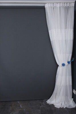 KDK 1380 DESEN KIRIK BEYAZ RENK TEK KANAT Hazır Dikilmiş Pileli Fon Perde 300*260 Cm - 7