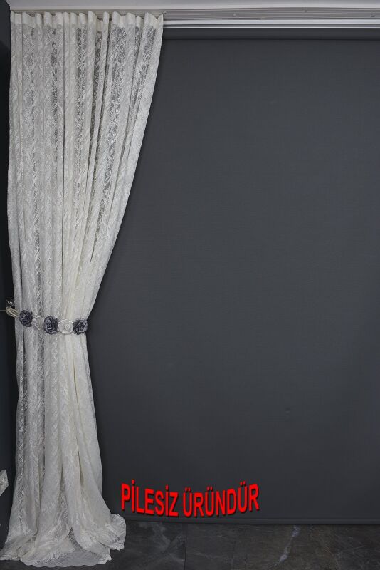 KDK 2010 MODEL KREM RENK PİLESİZ TEK KANAT Fon Perde 200*260 cm - 7