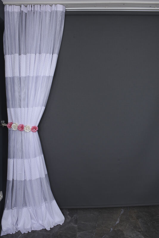 KDK 2020 DESEN BEYAZ RENK TEK KANAT Hazır dikilmiş Pileli Fon Perde 300*260 cm - 11