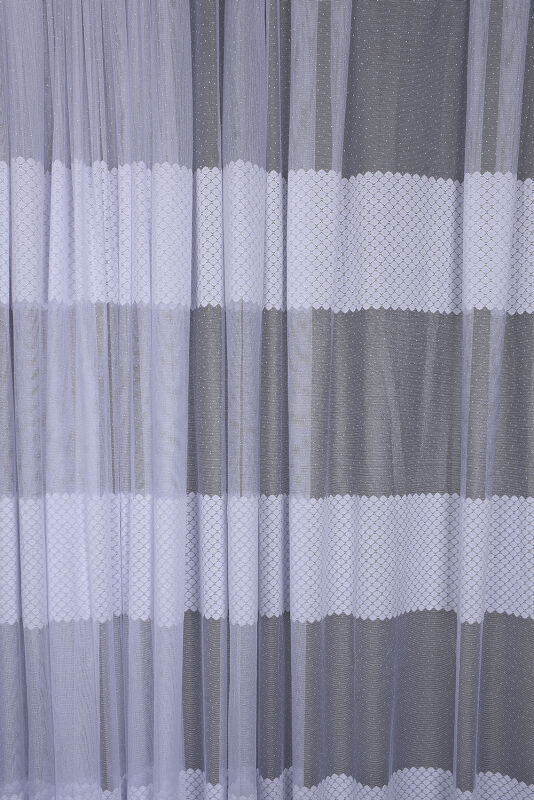 KDK 2020 DESEN BEYAZ RENK TEK KANAT Hazır dikilmiş Pileli Fon Perde 300*260 cm - 2