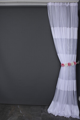 KDK 2020 DESEN BEYAZ RENK TEK KANAT Hazır dikilmiş Pileli Fon Perde 300*260 cm - 12