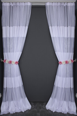 KDK 2020 DESEN BEYAZ RENK TEK KANAT Hazır dikilmiş Pileli Fon Perde 300*260 cm - 13