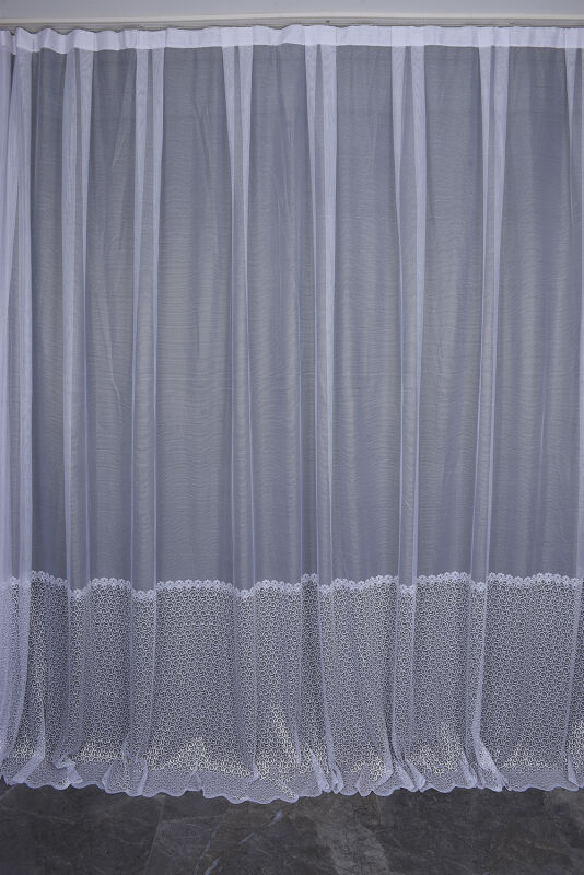 KDK 2120 DESEN BEYAZ RENK TEK KANAT Hazır dikilmiş Pileli Fon Perde 300*260 cm - 1