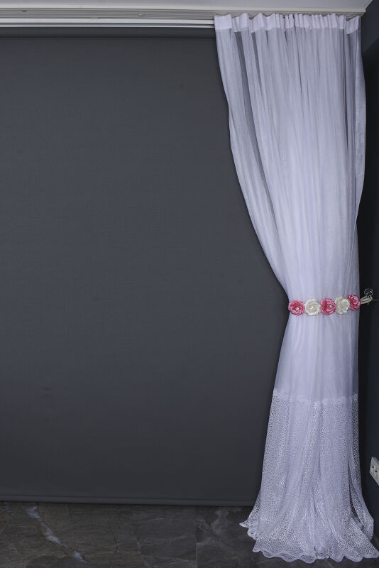 KDK 2120 DESEN BEYAZ RENK TEK KANAT Hazır dikilmiş Pileli Fon Perde 300*260 cm - 9