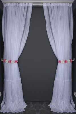 KDK 2120 DESEN BEYAZ RENK TEK KANAT Hazır dikilmiş Pileli Fon Perde 300*260 cm - 10