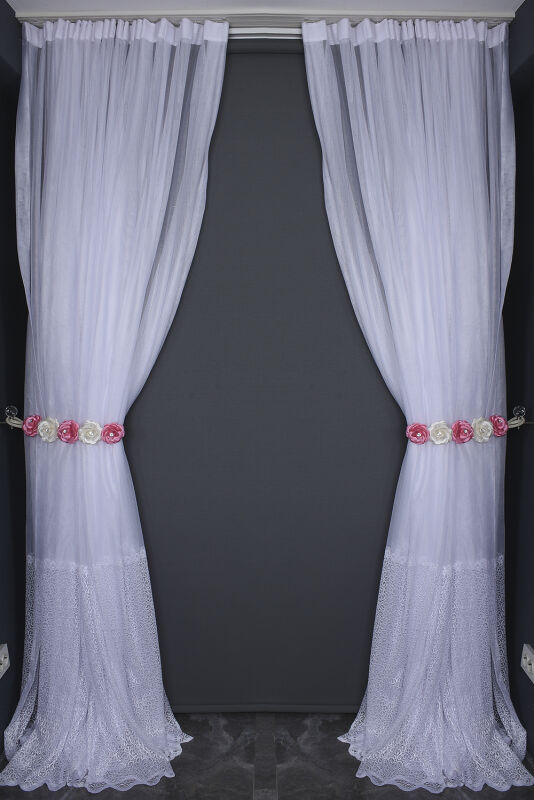 KDK 2120 DESEN BEYAZ RENK TEK KANAT Hazır dikilmiş Pileli Fon Perde 300*260 cm - 10