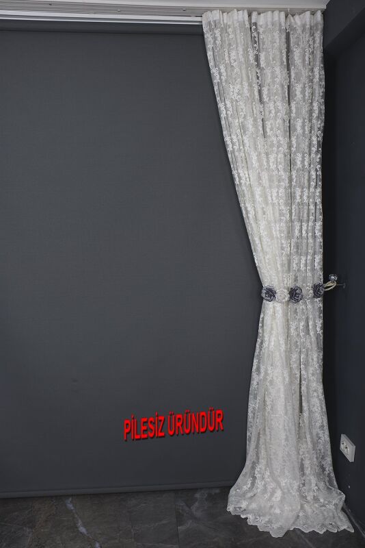 KDK 6010 MODEL KREM RENK PİLESİZ TEK KANAT Fon Perde 300*260 cm - 9
