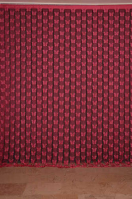 KELEBEK BİRLEŞİK MODEL FUŞYA RENK HAZIR İP PERDE 300*280 - 1