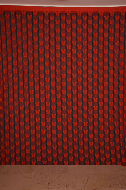 KELEBEK BİRLEŞİK MODEL KIRMIZI RENK HAZIR İP PERDE 300*270 - 2