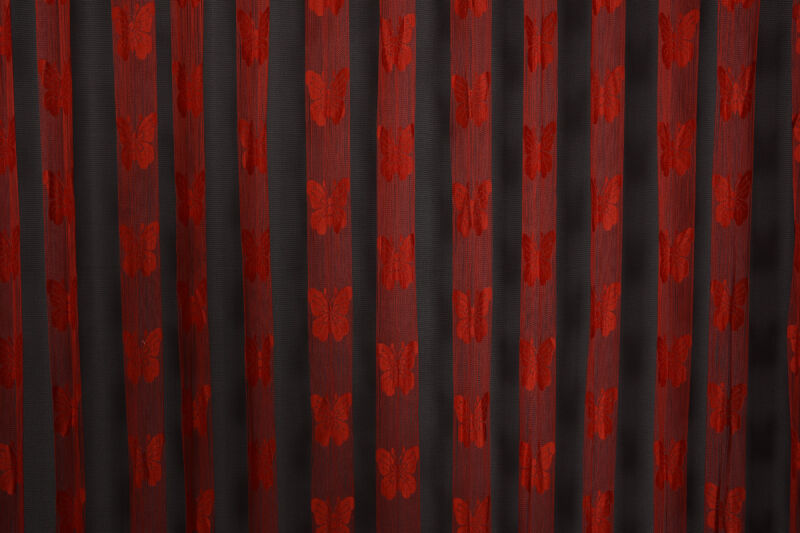 KELEBEK MODEL KIRMIZI RENK İP PERDE HAZIR DÜĞMELERİ DİKİLMİŞ İP PERDE 300*270 cm - 1