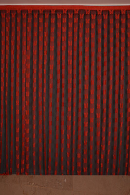 KELEBEK MODEL KIRMIZI RENK İP PERDE HAZIR DÜĞMELERİ DİKİLMİŞ İP PERDE 300*270 cm - 2