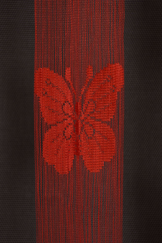 KELEBEK MODEL KIRMIZI RENK İP PERDE HAZIR DÜĞMELERİ DİKİLMİŞ İP PERDE 300*270 cm - 3