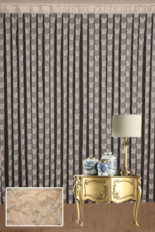 KELEBEK MODEL KREM RENK İP PERDE HAZIR DÜĞMELERİ DİKİLMİŞ İP PERDE 175*280 cm - 2