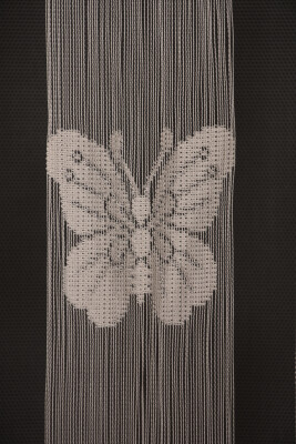 KELEBEK MODEL KREM RENK İP PERDE HAZIR DÜĞMELERİ DİKİLMİŞ İP PERDE 300*270 cm - 3