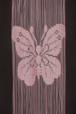 KELEBEK MODEL PEMBE RENK İP PERDE HAZIR DÜĞMELERİ DİKİLMİŞ İP PERDE 300*280 cm - 3