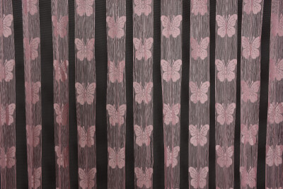 KELEBEK MODEL PEMBE RENK İP PERDE HAZIR DÜĞMELERİ DİKİLMİŞ İP PERDE 300*280 cm - 1